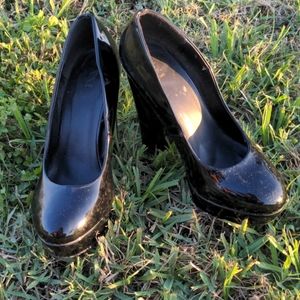 Patent leather pumps